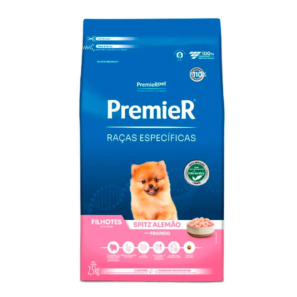Ração Premier Raças Específicas Cães Filhotes Spitz Alemão Frango 2,5kg