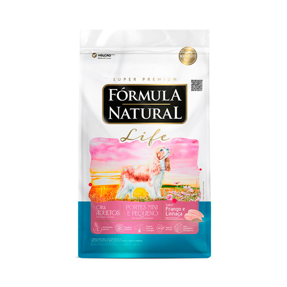 Ração Fórmula Natural Life Cães Adultos Porte Mini e Pequeno Frango e Linhaça 7kg