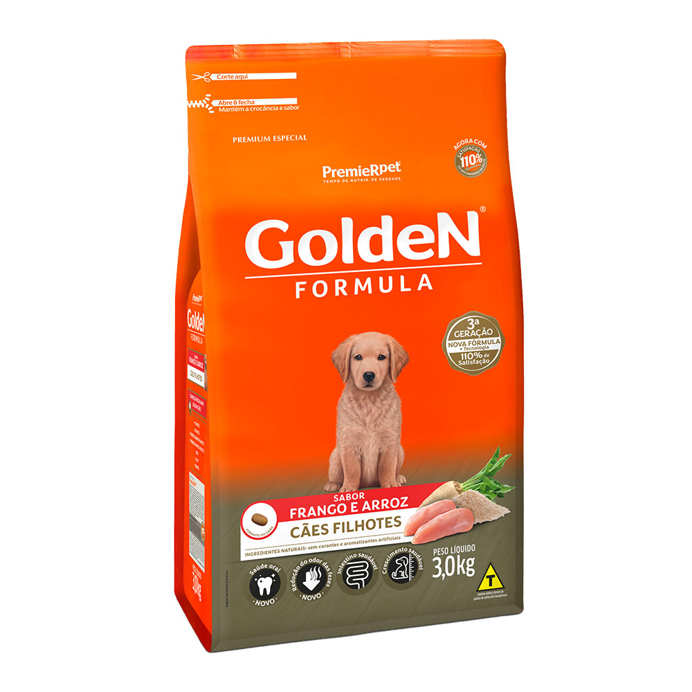Ração Golden Fórmula Cães Filhotes Frango e Arroz 3kg