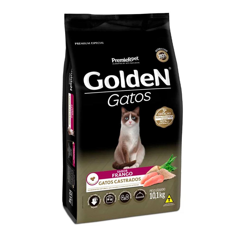 Ração Golden Gatos Adultos Castrados Sabor Frango – 10,1kg