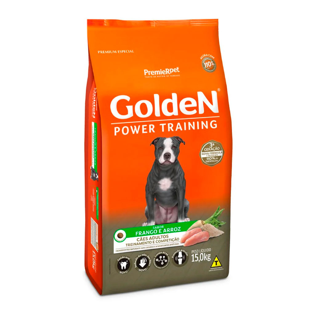 Ração Golden Power Training Cães Adultos Frango e Arroz 15kg
