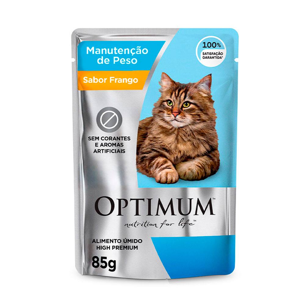 Ração Úmida Optimum Sachê Gatos Adultos Manutenção de Peso Frango 85g