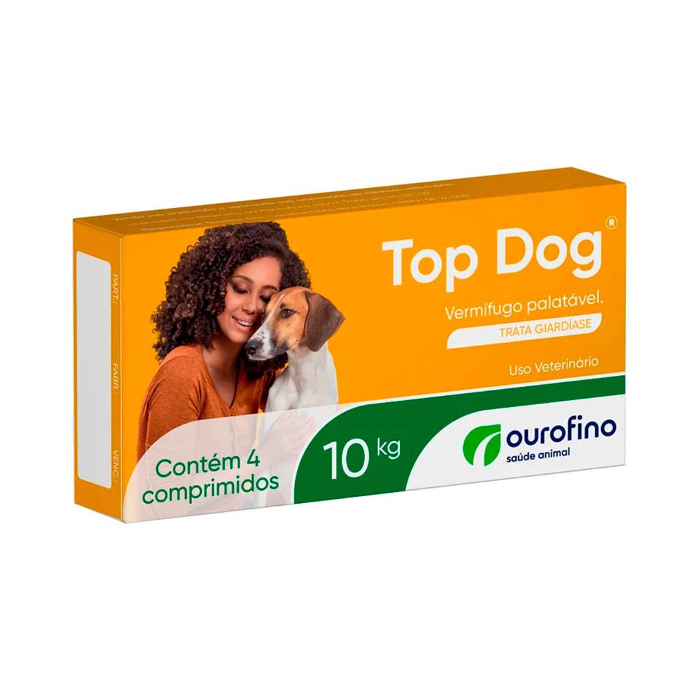 Vermífugo Top Dog Para Cães 10kg 4 comprimidos