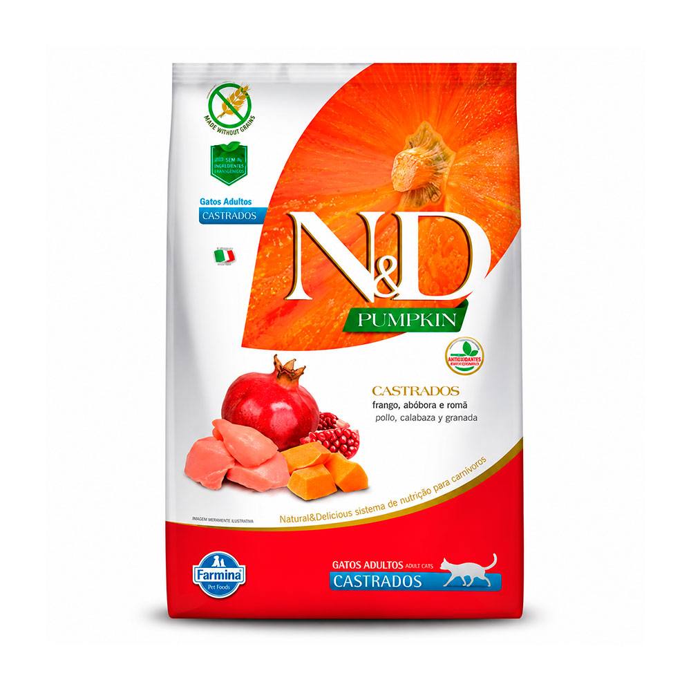 Ração Farmina N&D Pumpkin Para Gatos Adultos Castrados Sabor Frango, Abóbora e Romã 7,5kg