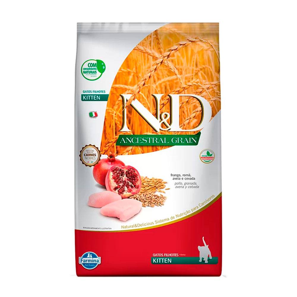 Ração Farmina N&D Ancestral Grain Para Gatos Filhotes Sabor Frango, Romã, Aveia e Cevada 1,5kg
