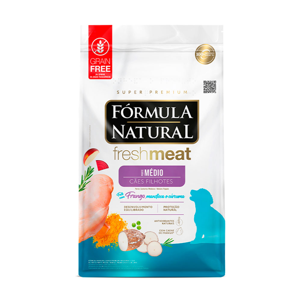 Ração Fórmula Natural Freshmeat Cães Filhotes Porte Médio Frango 1kg