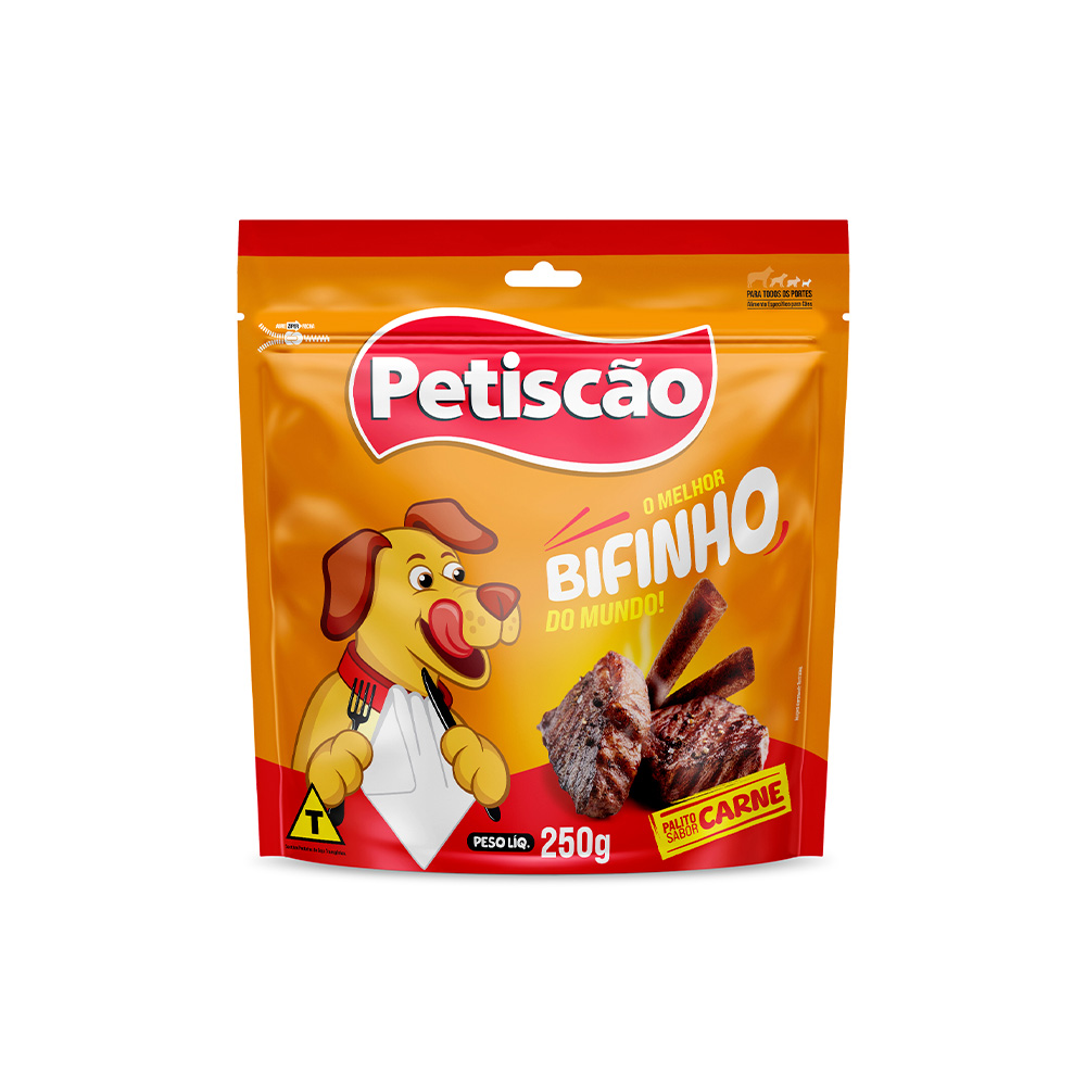 Bifinho Petiscão Palito Para Cães Sabor Carne 250g