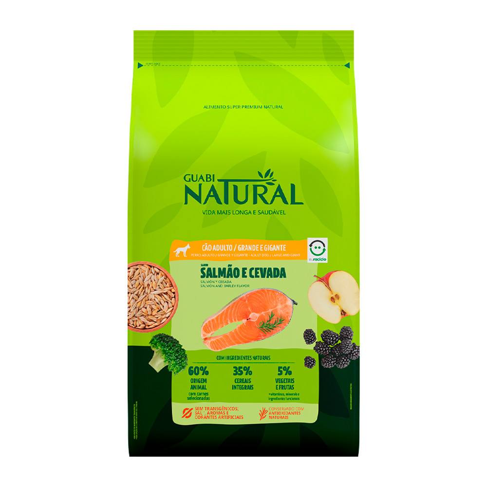 Ração Guabi Natural Para Cães Adultos De Porte Grande E Gigante Sabor Salmão E Cevada 12kg