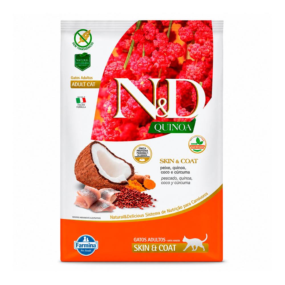 Ração Farmina N&D Quinoa Skin & Coat Para Gatos Adultos Peixe 1,5kg