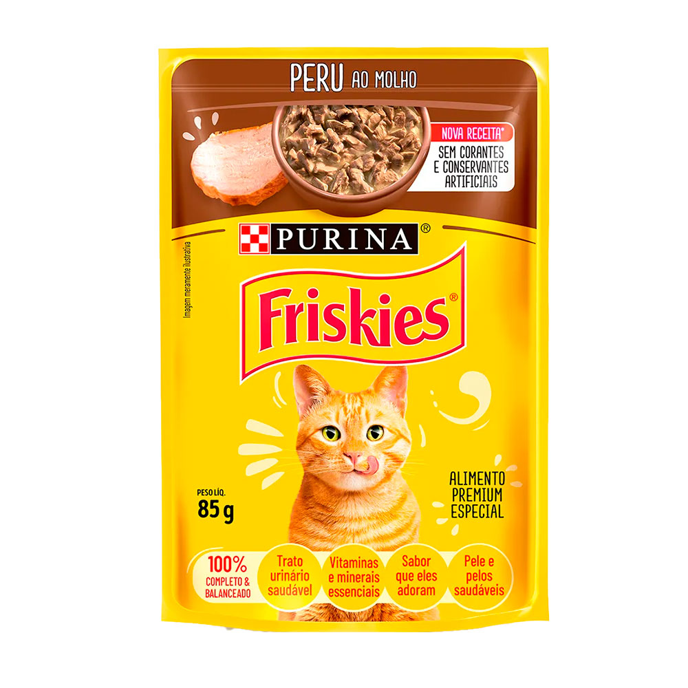 Ração Úmida Friskies Sachê Para Gatos Adultos Peru ao Molho 85g