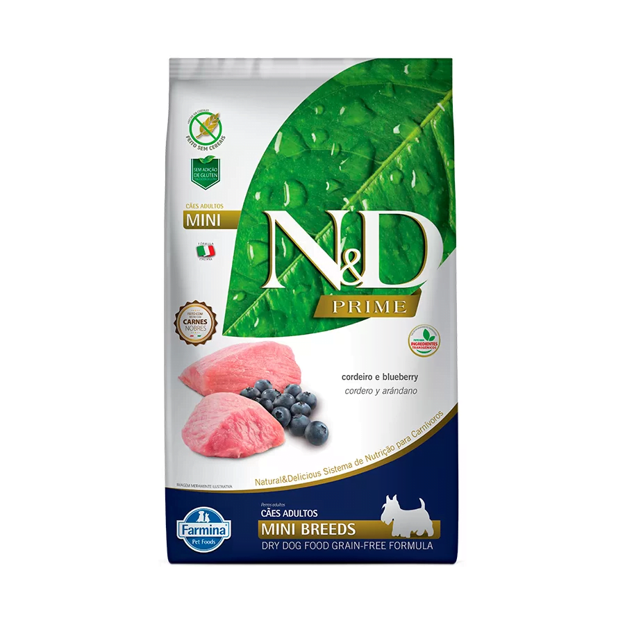 Ração Farmina N&D Prime Cães Adultos Mini Cordeiro e Blueberry 10,1kg