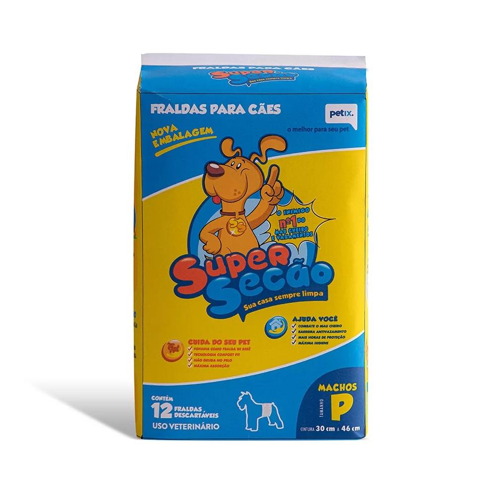 Fralda Descartável Super Secão Cães Machos Tam P 12 Unidades