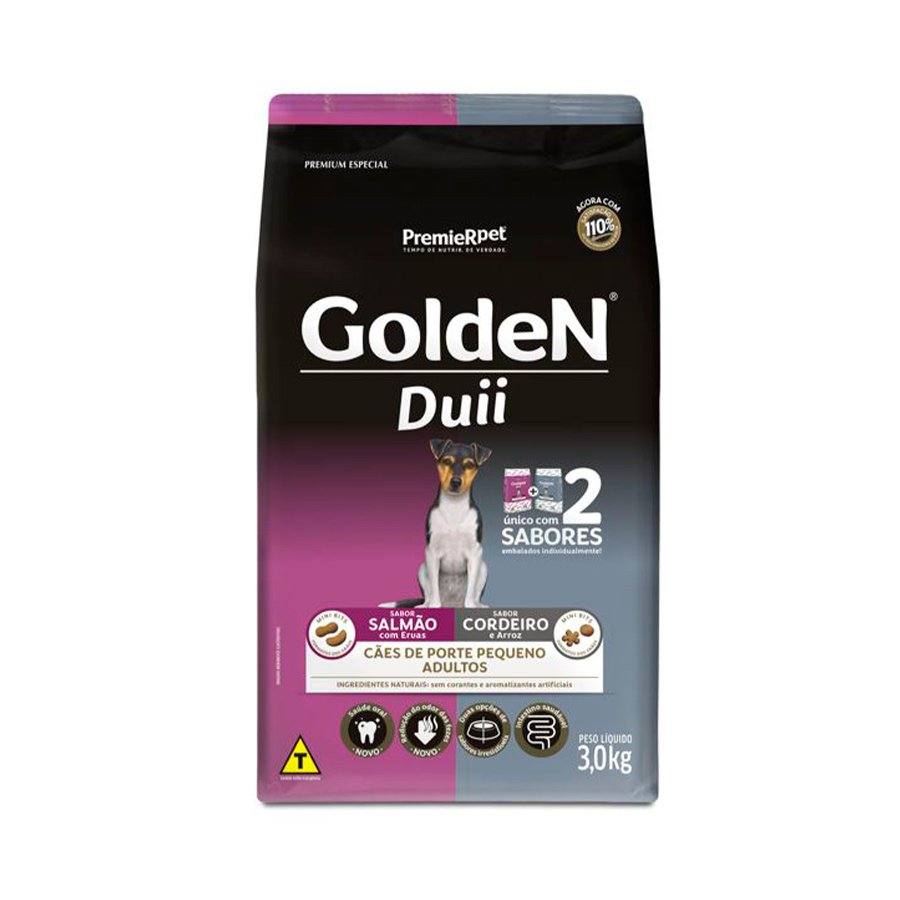 Ração Golden Duii Mini Bits Para Cães Adultos De Pequeno Porte Sabor Salmão Com Ervas E Cordeiro Com Arroz - 3kg
