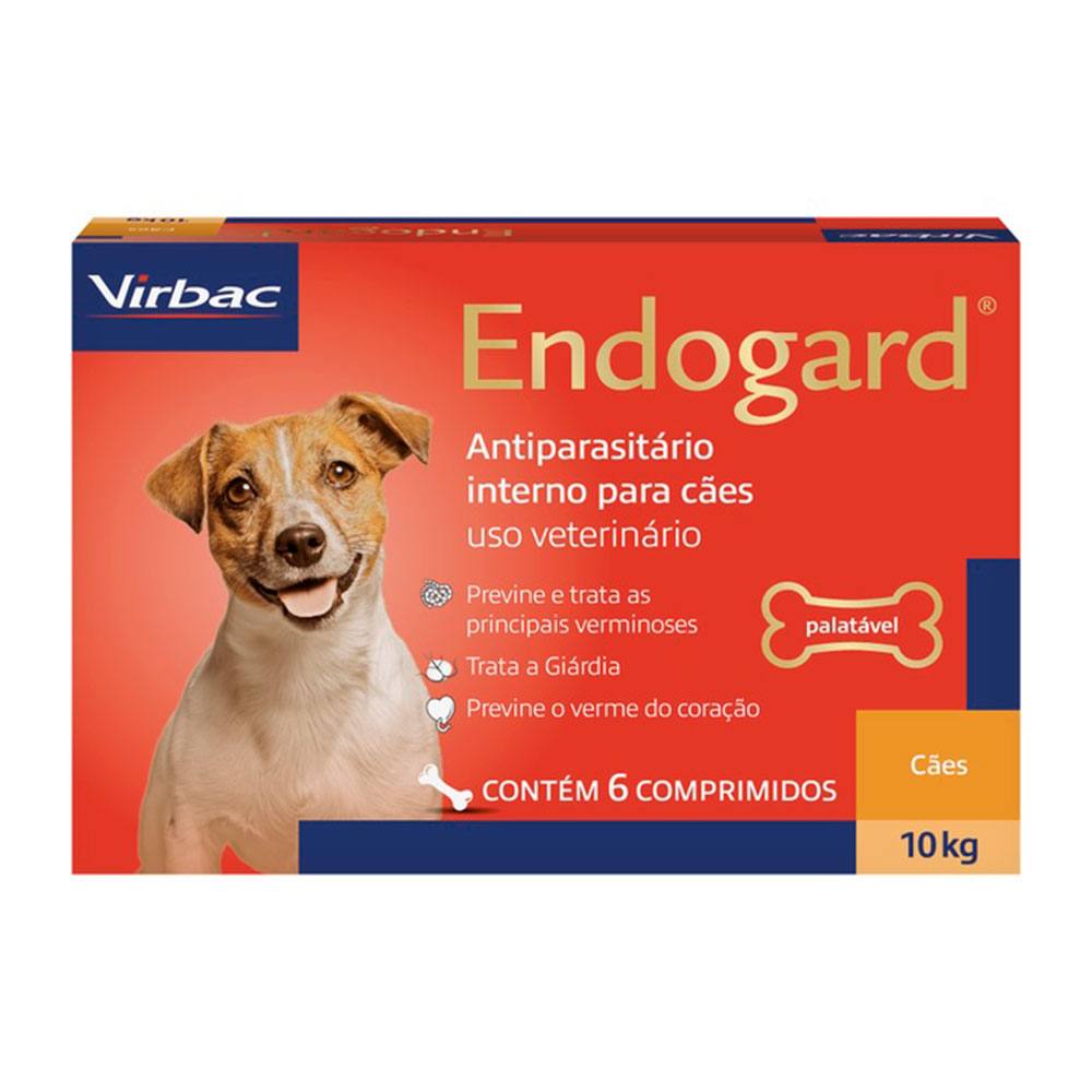 Vermífugo Endogard Para Cães até 10kg Virbac 6 comprimidos