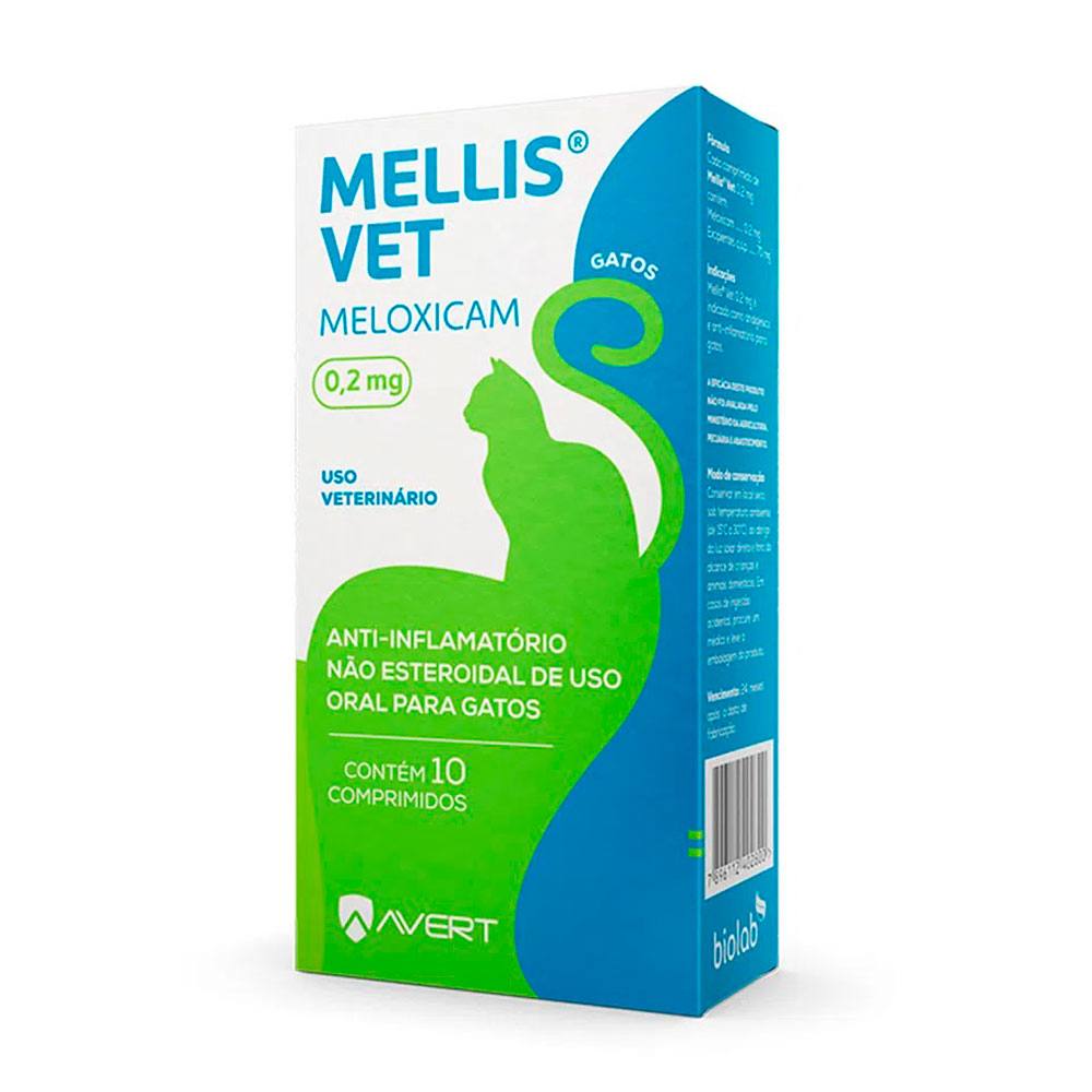 Anti-inflamatório Mellis Vet 0,2mg Para Gatos 10 Comprimidos