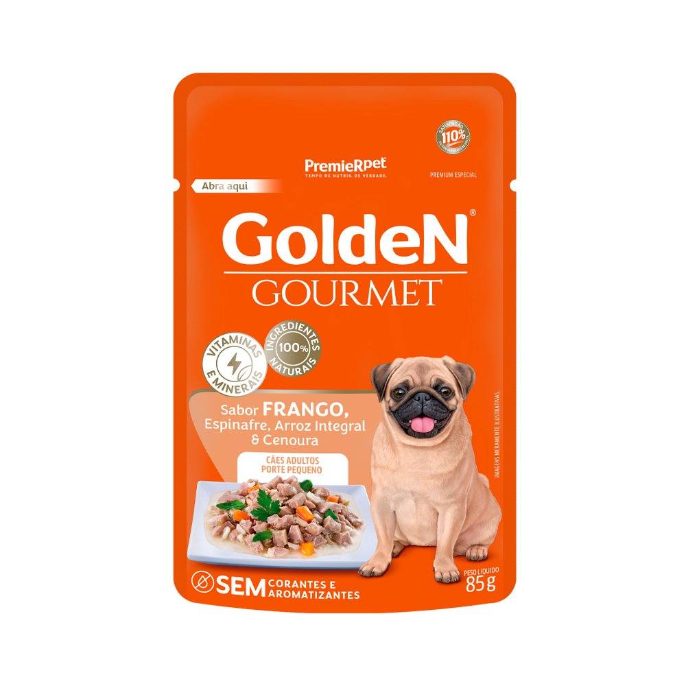 Ração Úmida Golden Gourmet Cães Adultos Pequeno Porte Frango 85g