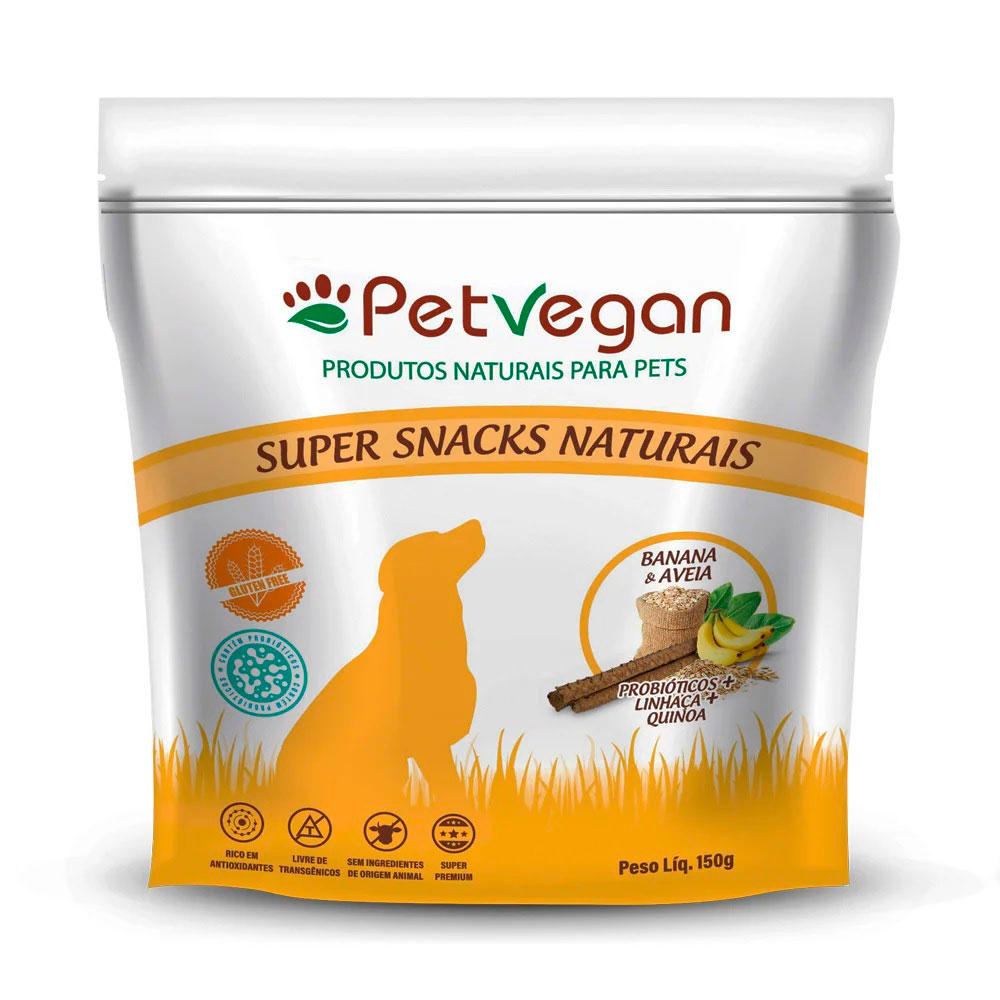Petisco Snack PetVegan Saúde Digestiva Para Cães Banana e Aveia 150g