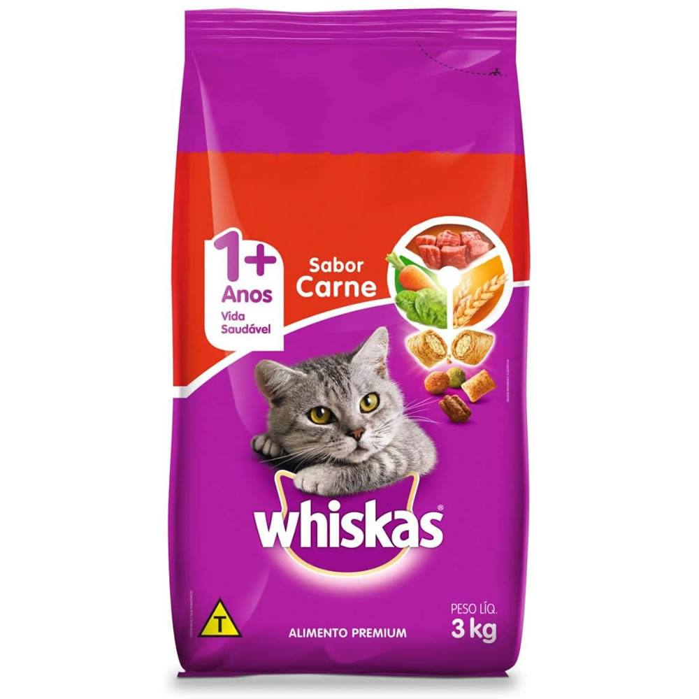Ração Whiskas Gatos Adultos Carne 3kg