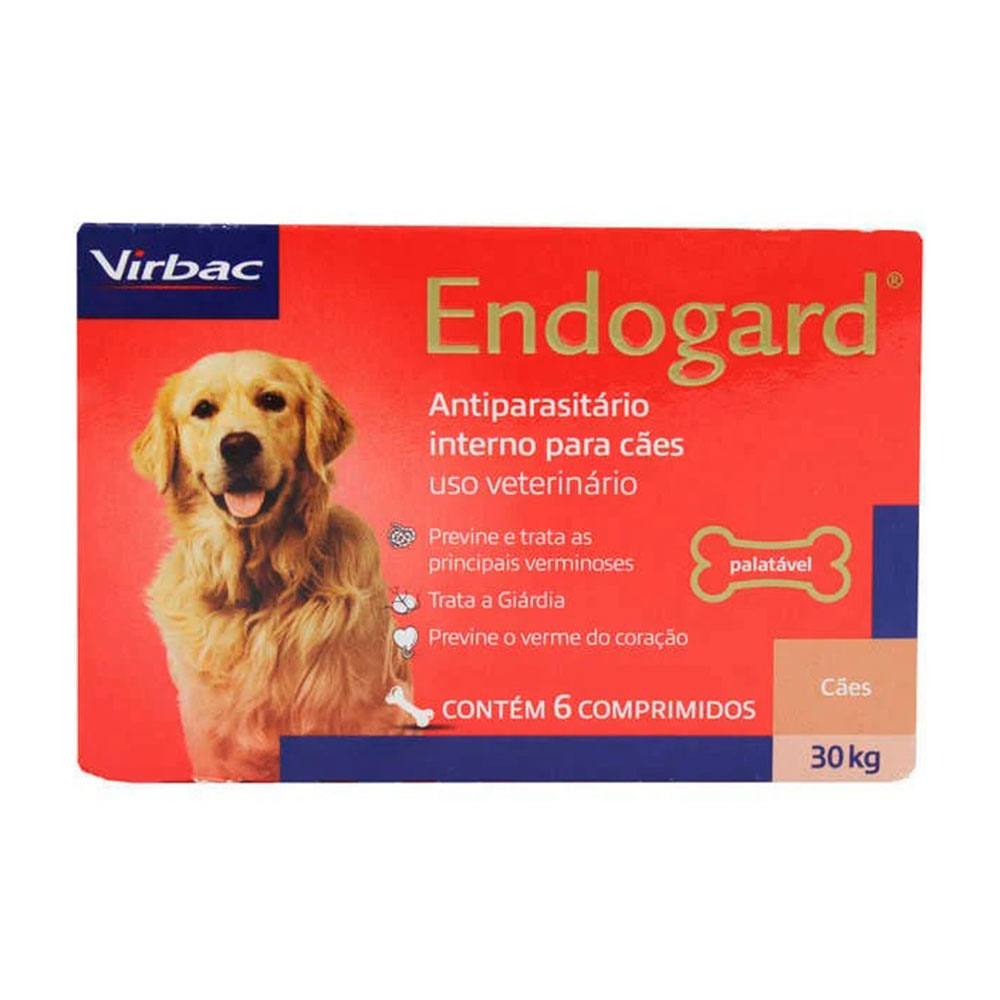 Vermífugo Endogard Para Cães até 30kg Virbac 6 comprimidos
