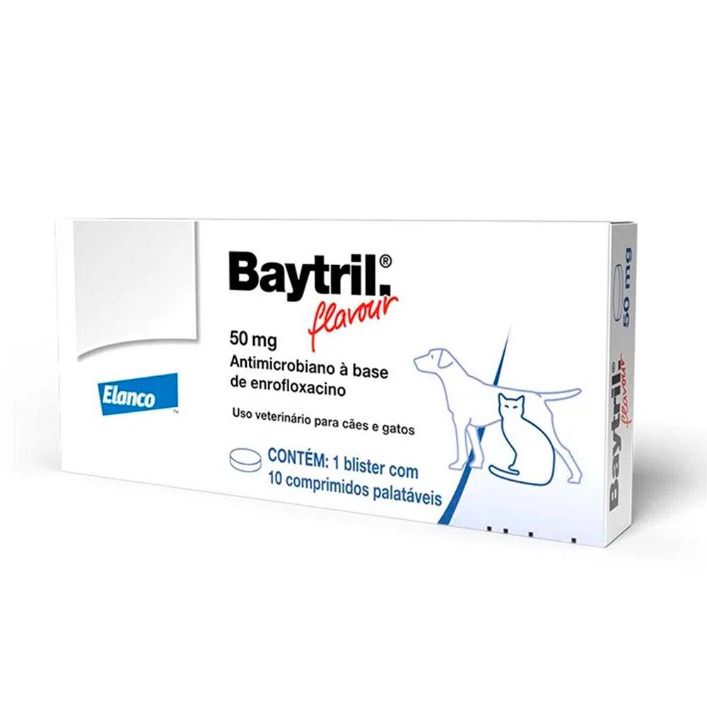 Baytril Flavour 50mg Elanco com 10 Comprimidos