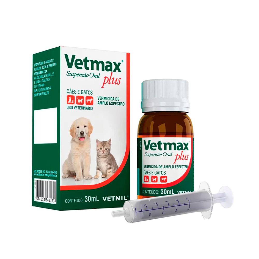 Vermífugo Vetmax Plus Suspensão Para Cães e Gatos Vetnil 30mL