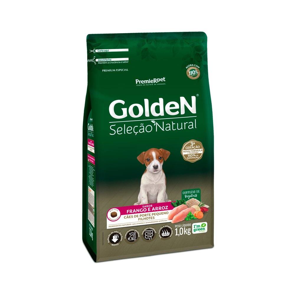 Ração Golden Seleção Natural Mini Bits Cães Filhotes Porte Pequeno Frango e Arroz - 1kg