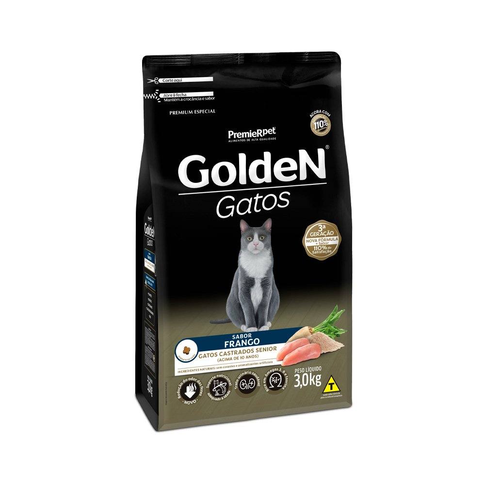 Ração Golden Gatos Sênior Castrados Frango - 3kg