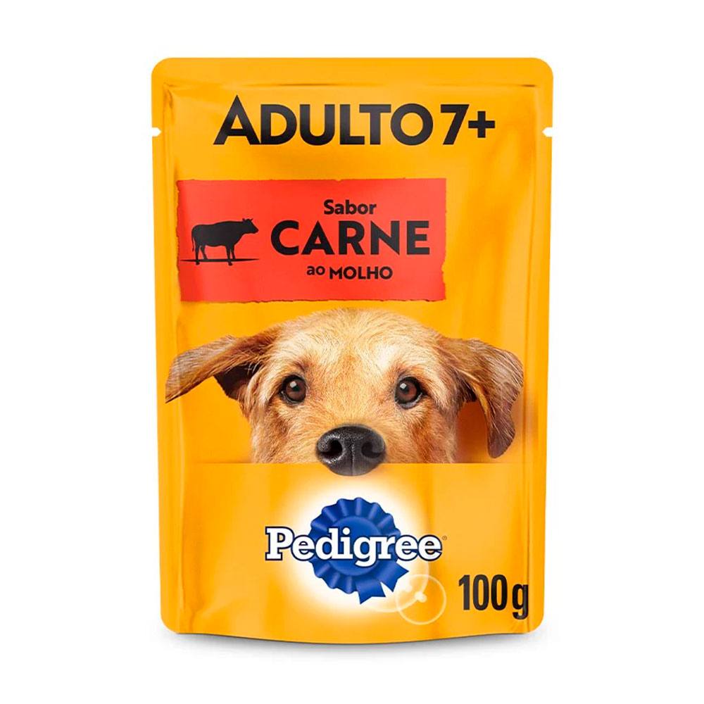 Ração Úmida Pedigree Sachê Cães Adultos Sênior 7+ Carne ao Molho 100g
