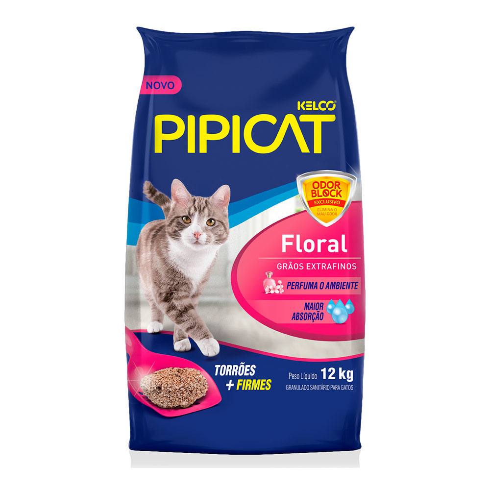 Areia Higiênica Pipicat Floral Para Gatos 12kg