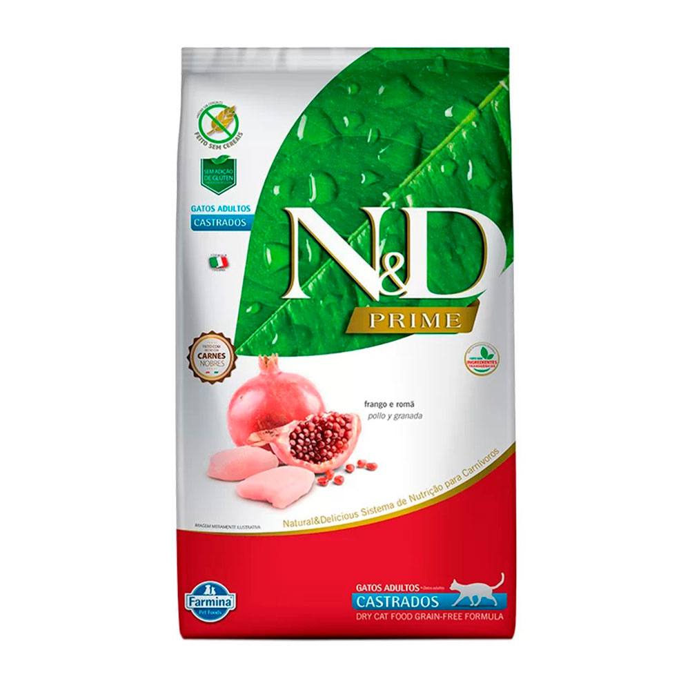 Ração Farmina N&D Prime Gatos Adultos Castrados Frango e Romã - 400g
