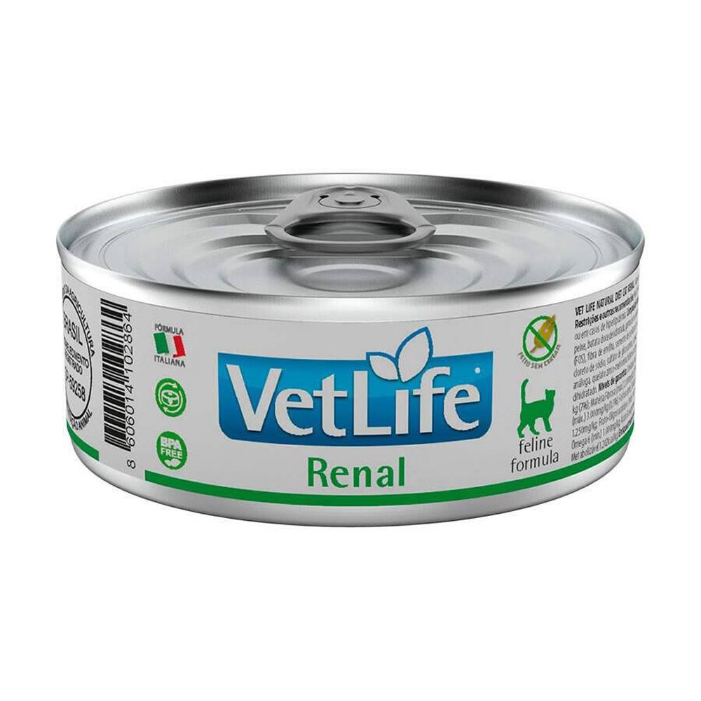 Ração Úmida Lata Farmina Vet Life Feline para Gatos Renal 85g