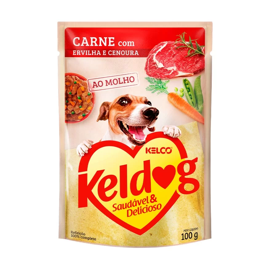 Ração Úmida Keldog Sachê Para Cães Carne, Ervilha e Cenoura 100g