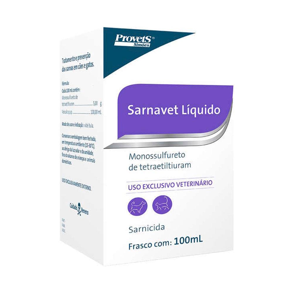 Sarnavet Líquido Sarnicida Para Cães e Gatos Provets 100mL