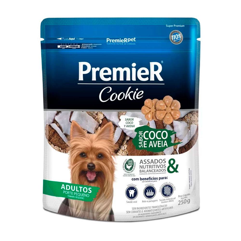 Biscoito Premier Cookie Para Cães Adultos Porte Pequeno - Coco e Aveia 250g