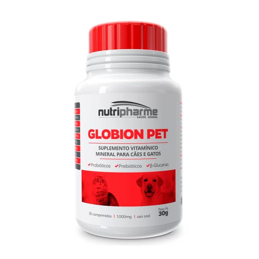 Suplemento Nutripharme Globion Pet para Cães e Gatos - 30 Comprimidos