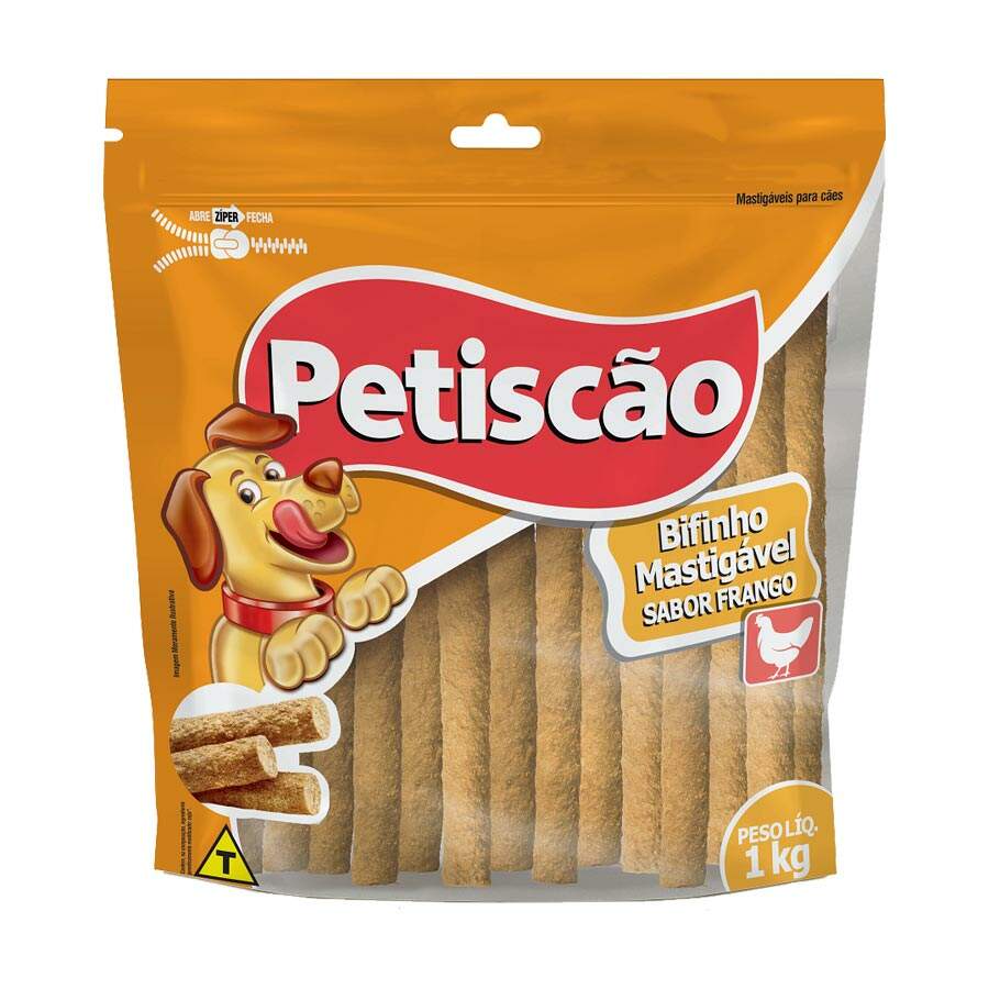 Snack Petisquinho Para Cães Palito Fino Sabor Frango 1kg