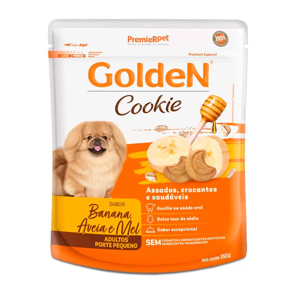 Biscoito Golden Cookie Para Cães Adultos Pequeno Porte Banana, Aveia e Mel 350g