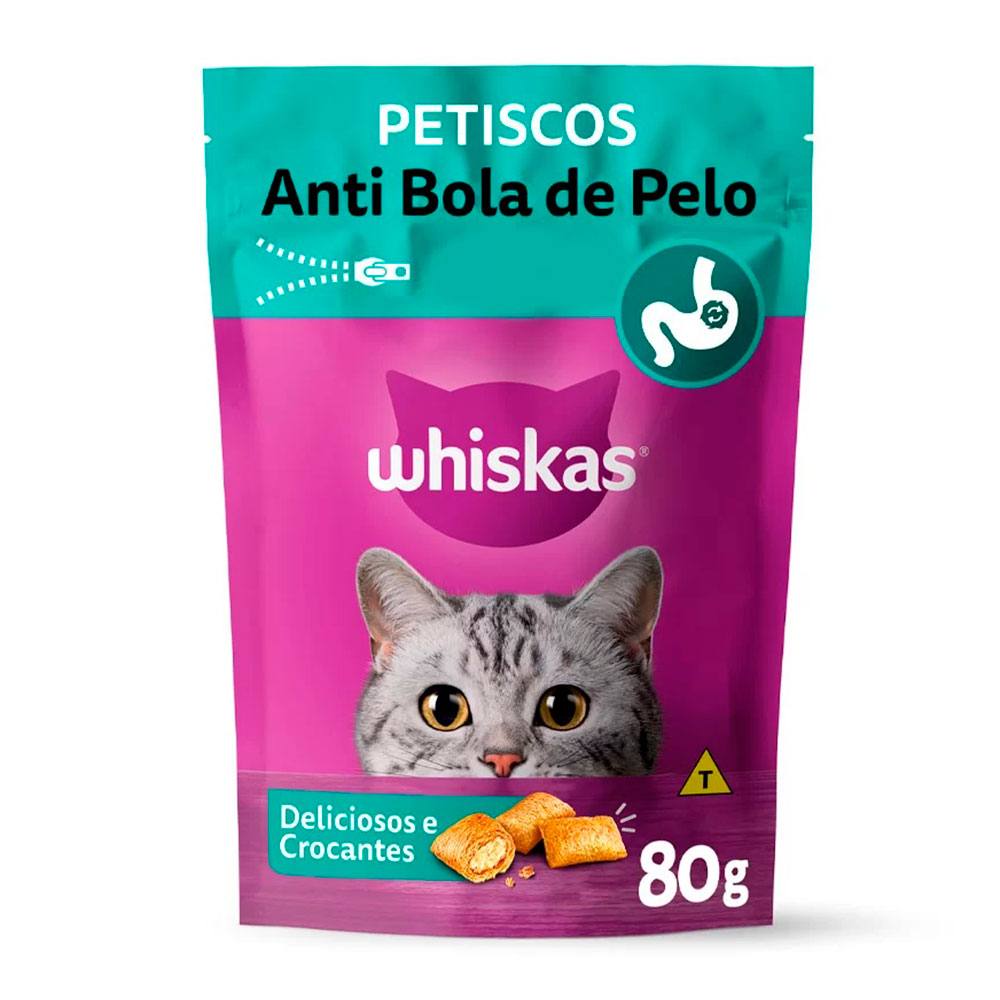 Petisco Whiskas Temptations Anti Bola de Pelo Gatos Adultos 80g