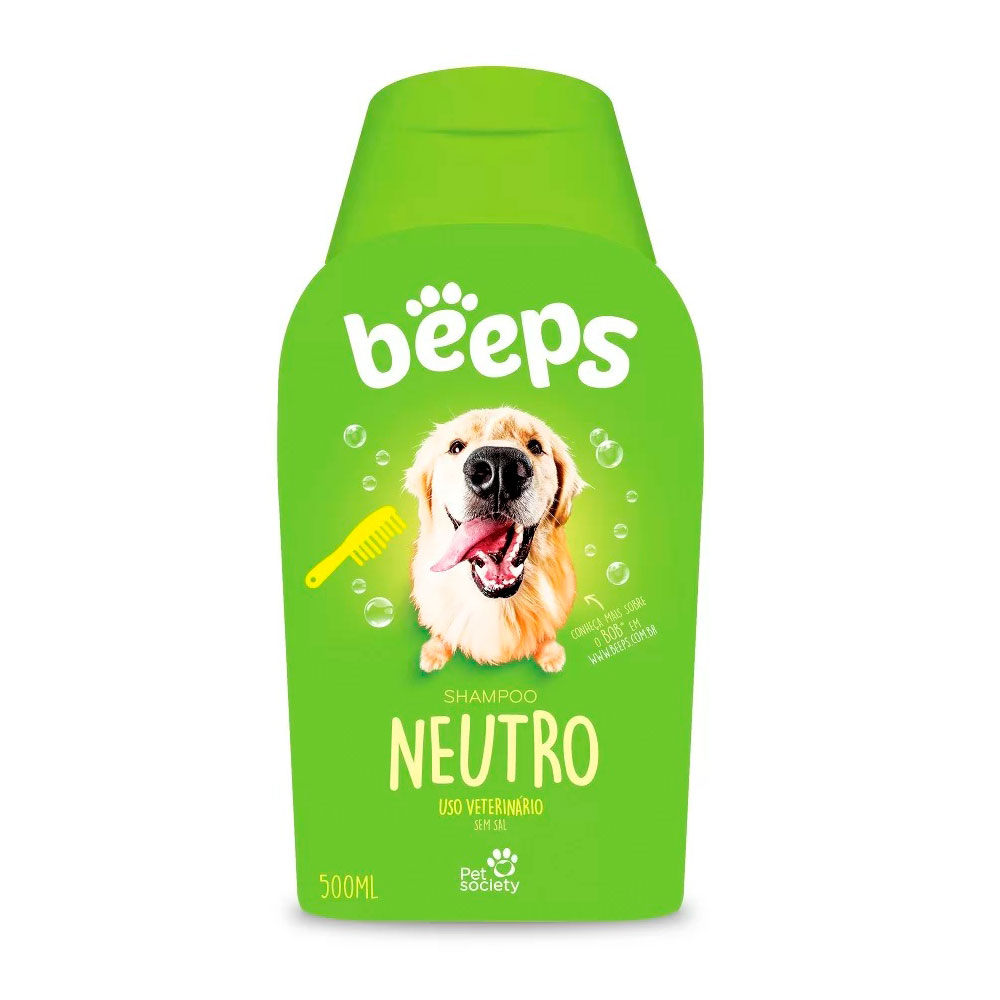 Shampoo Beeps Neutro Para Cães e Gatos Pet Society 500mL