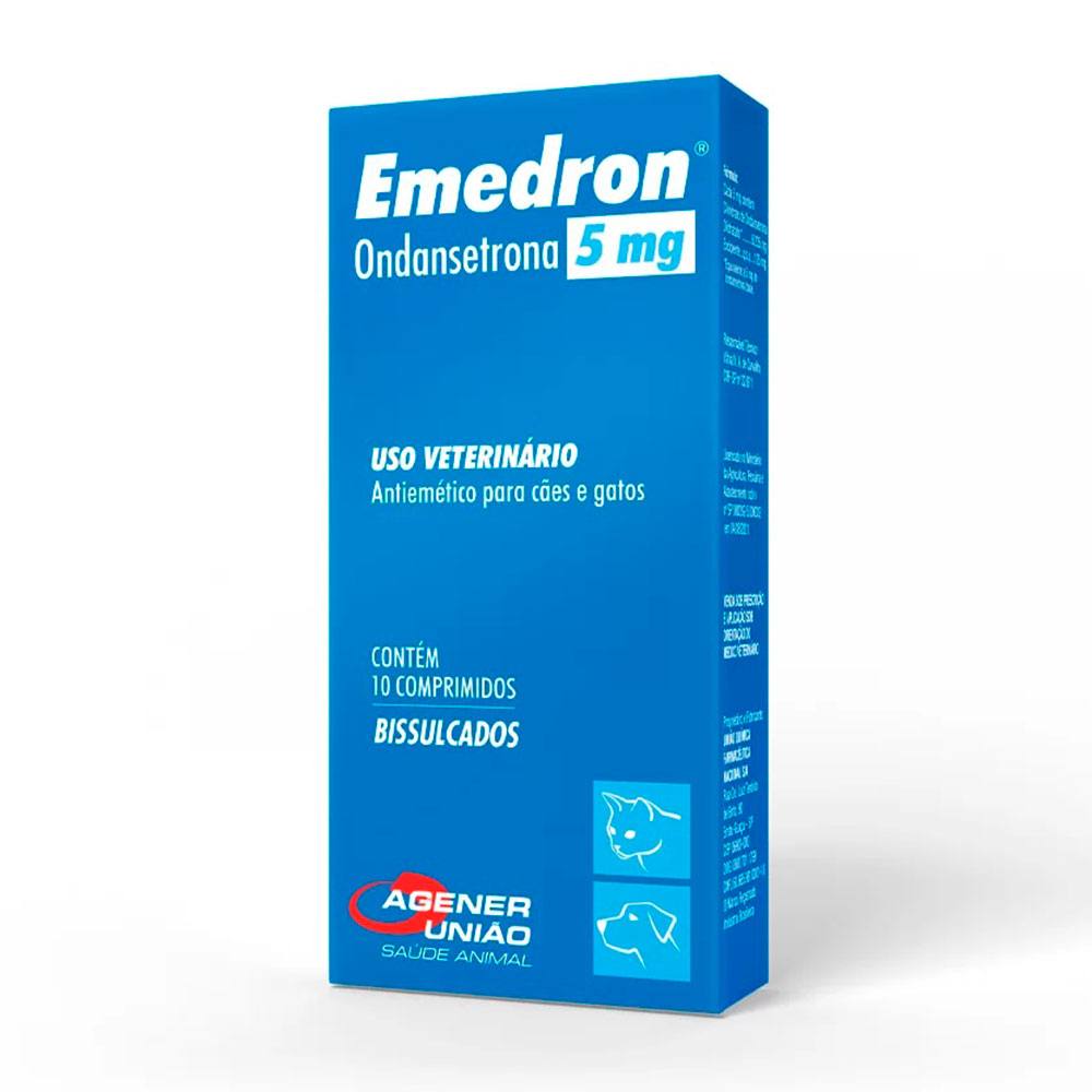 Emedron 5mg Antiemético Para Cães e Gatos Agener União 10 Comprimidos