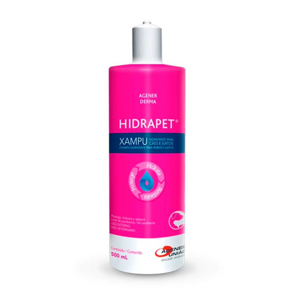 Shampoo Dermatológico Hidrapet Para Cães e Gatos Agener União 500ml