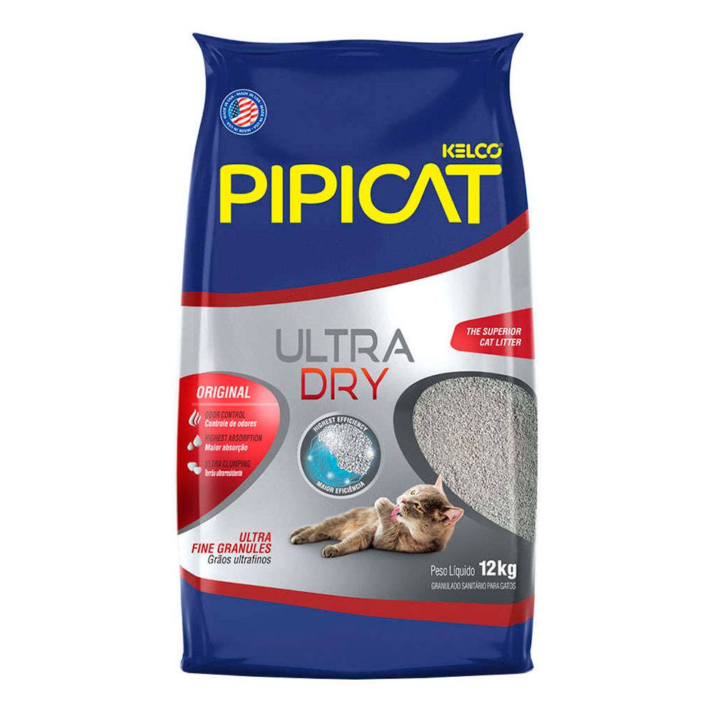 Areia Higiênica Pipicat Ultra Dry Para Gatos - 12kg