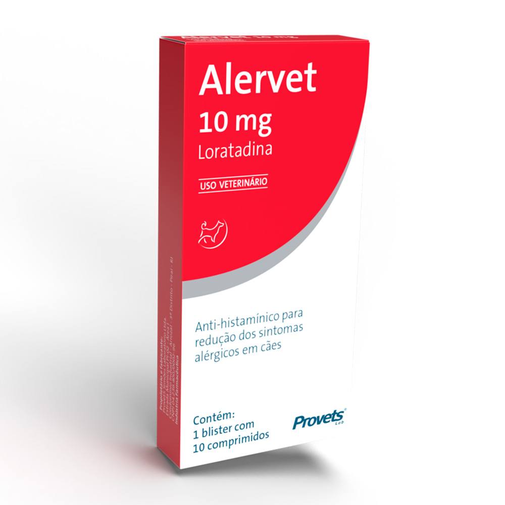 Alervet 10mg Antialérgico Para Cães Provets 10 Comprimidos