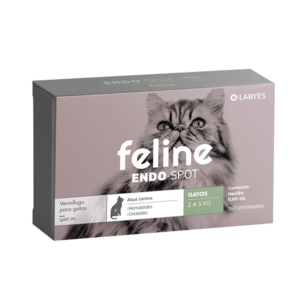 Vermífugo Feline Endospot Para Gatos De 2 a 5kg Labyes 1 Pipeta
