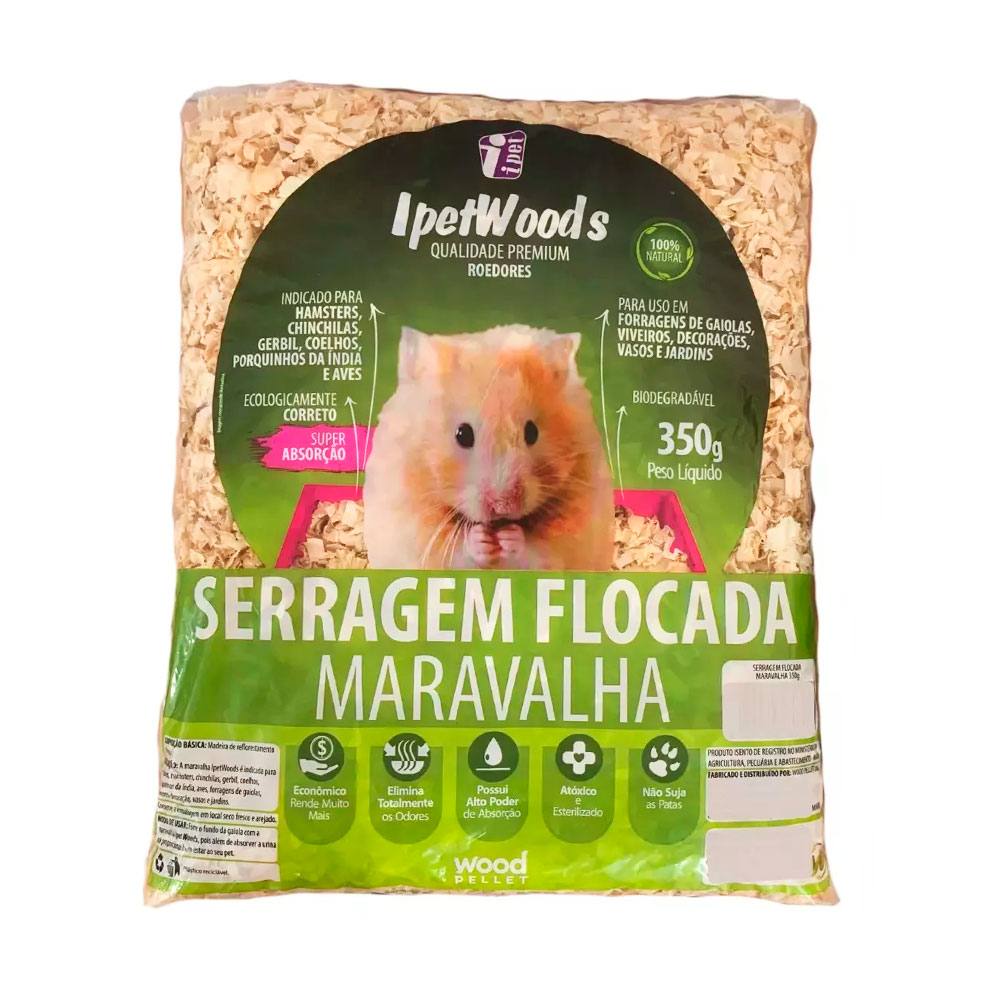 Serragem Para Hamster Flocada Ipet Woods 350g