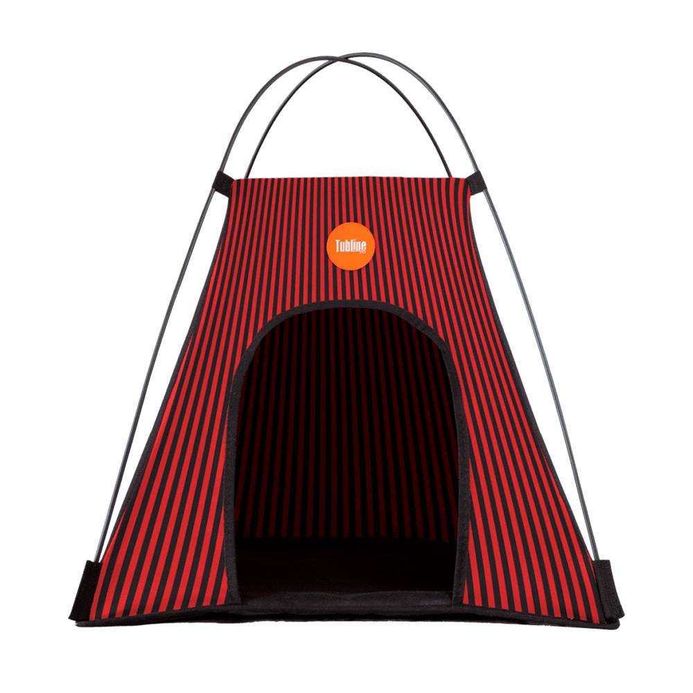 Barraca Pet Camping Tubline Para Cães e Gatos Pequenos Preto e Vermelho