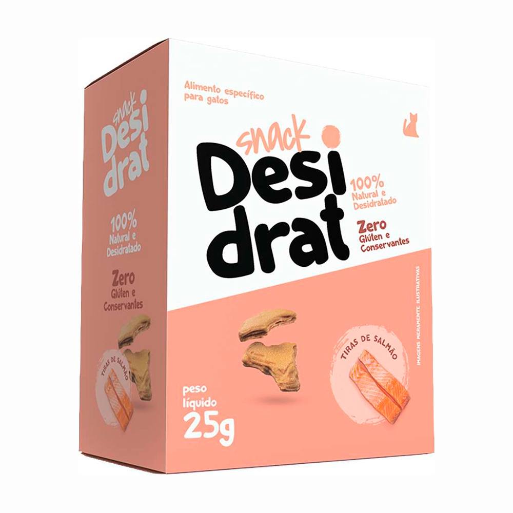 Snack Desidrat Para Gatos Sabor Tiras de Salmão 25g