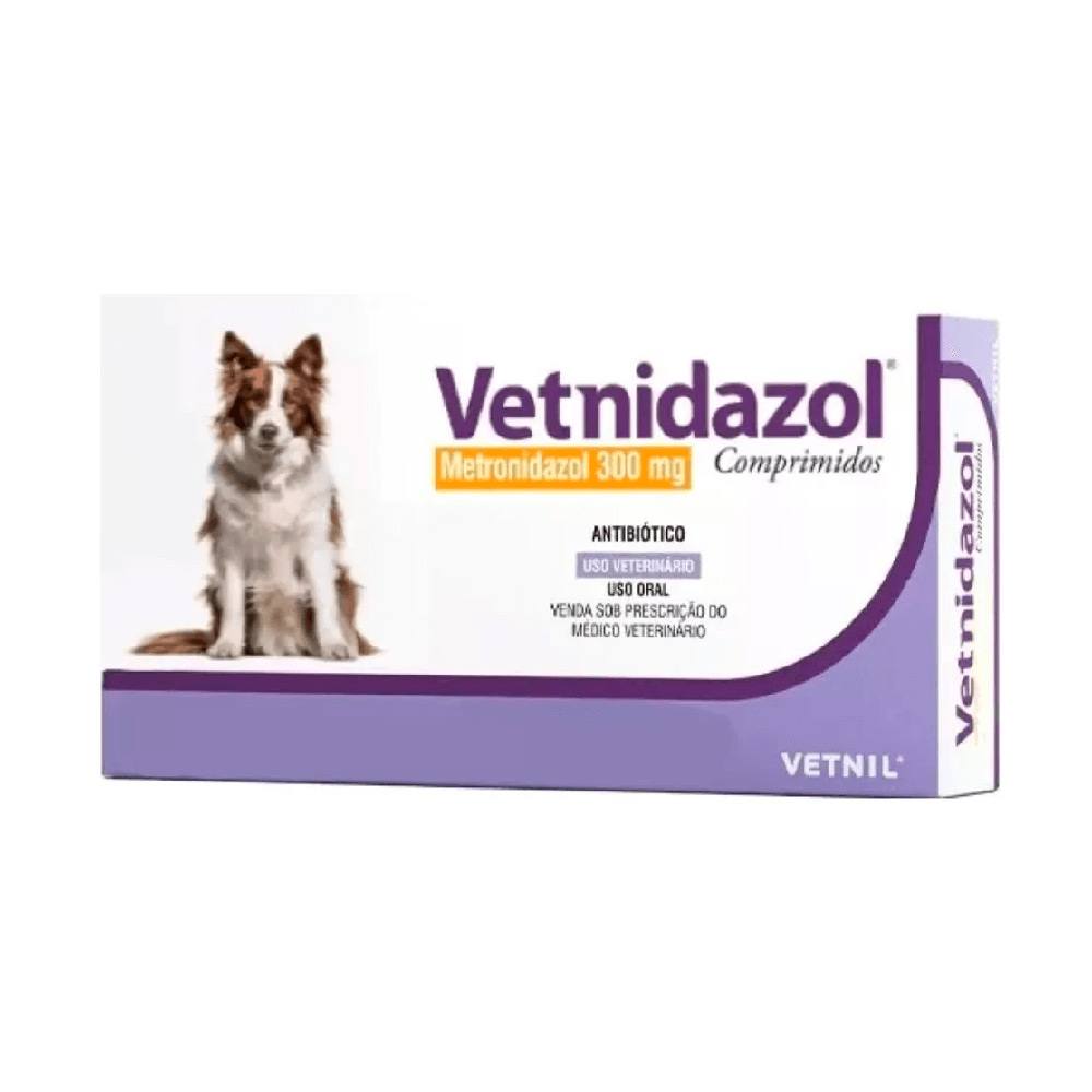 Vetnidazol 300mg Antimicrobiano Para Cães e Gatos Vetnil 10 Comprimidos