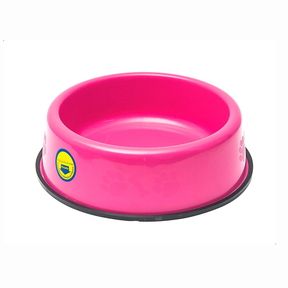 Comedouro Pesado Pata e Osso Para Cães Filhotes Rosa Tudo Pet 450mL