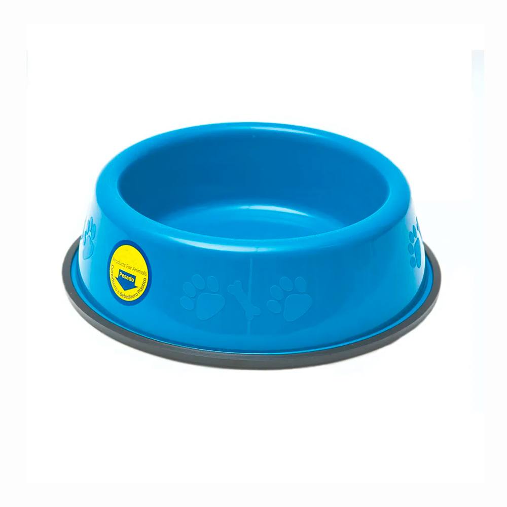 Comedouro Pesado Pata e Osso Para Cães Filhotes Azul Tudo Pet 450mL